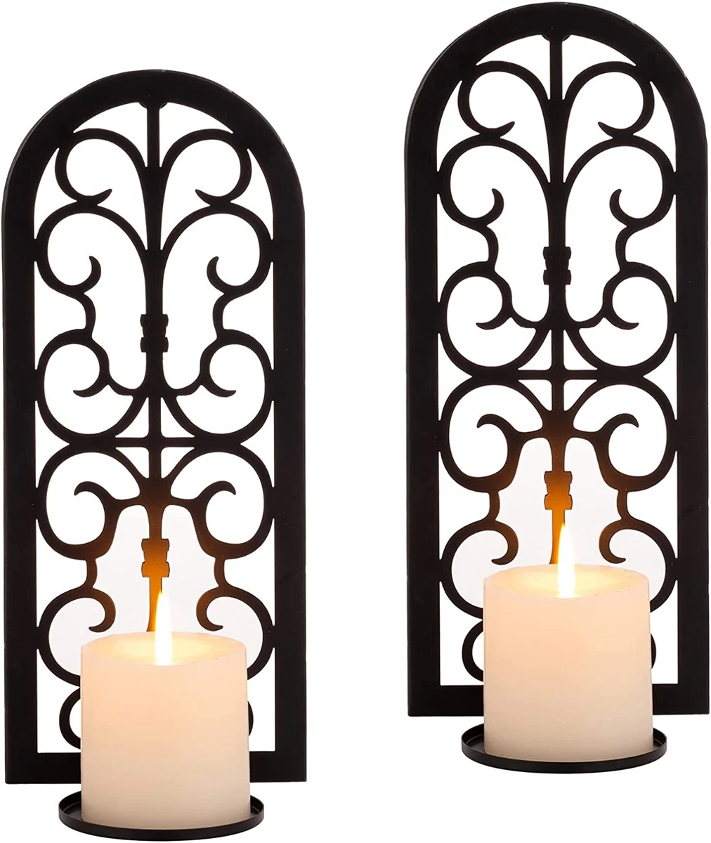 Black metal candle wall clearance sconces