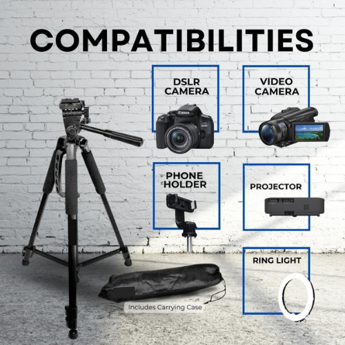 60" Pro Series Tripod For Camera with Tablet Holder & Wireless Bluetooth Remote - Picture 3 of 12