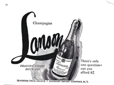 Vintage Lanson Champagne Advertisement Print Frances Finest Schenley Import 1959