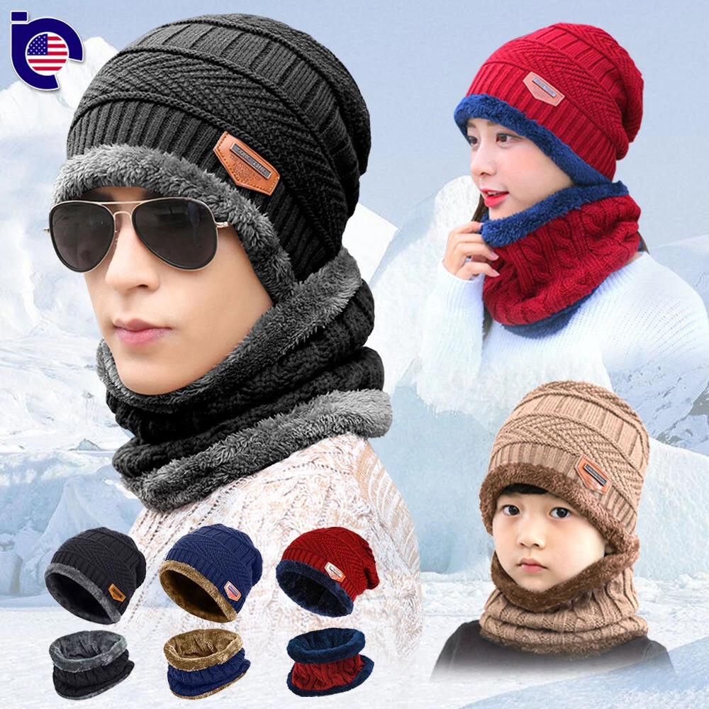 Winter Beanie Scarf Set Fleece Balaclava Ski Cap for Kid Men Women | eBay