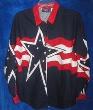 Brooks & Dunn Panhandle Slim Women's LS Flag Western Button Shirt sz L USA Made