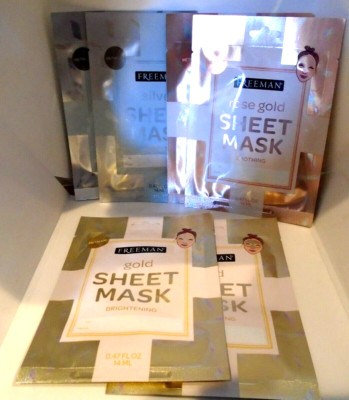 Freeman Metallic Sheet Masks 2 Soothing 2 Brightening & 2 Purifying 6 Masks