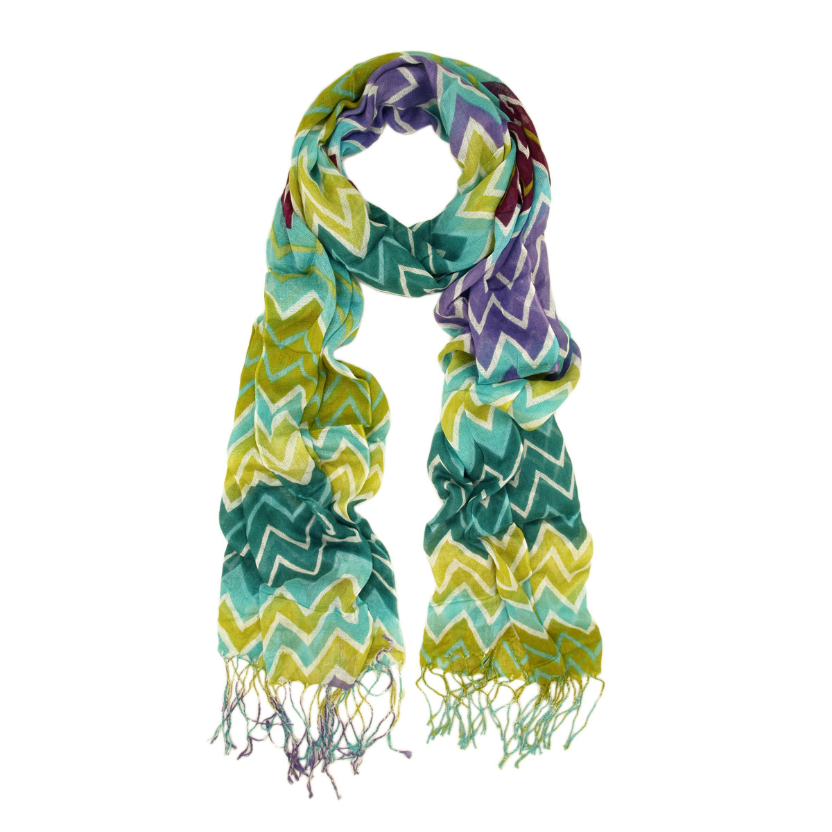 Multi Color Long Zig Zag Fringe Scarf - Different Colors Available