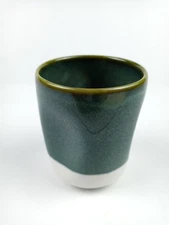 STARBUCKS glazed coffee mug tea cup PINCHED HANDLELESS 2008 Tea Green  8 oz.
