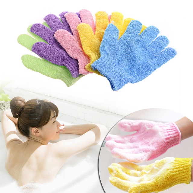 4pcs Exfoliating Body Scrub Gloves Shower Bath Mitt Loofah Skin Massage