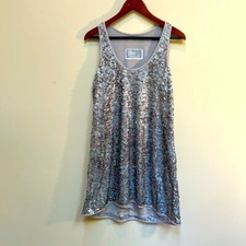 Silver Sequined Tank/Sleeveless Dress Size Large Sparkly Swiftie Party Eras