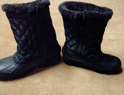 Ladies Black Quilted Boots 9 