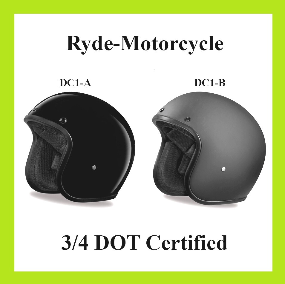 dot certified low profile motorcycle helmet Daytona DOT Small Profile 3/4 Motorcycle Gloss DC1-A or Flat DC1-B Black  Helmet