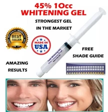 45% DENTAL WHITE GEL TEETH WHITENING ORAL 10cc SYRINGE WHITENER BLEACH