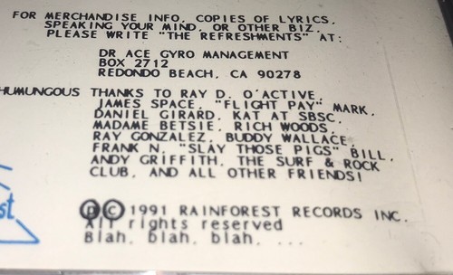 The Refreshments Cd Rainforest Records 1991 - Imagen 6 de 6