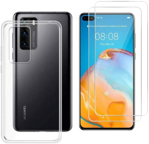Huawei P40 - Pack 2 Films Toughened Glass Screen Protector + Case Cover - Picture 1 of 5