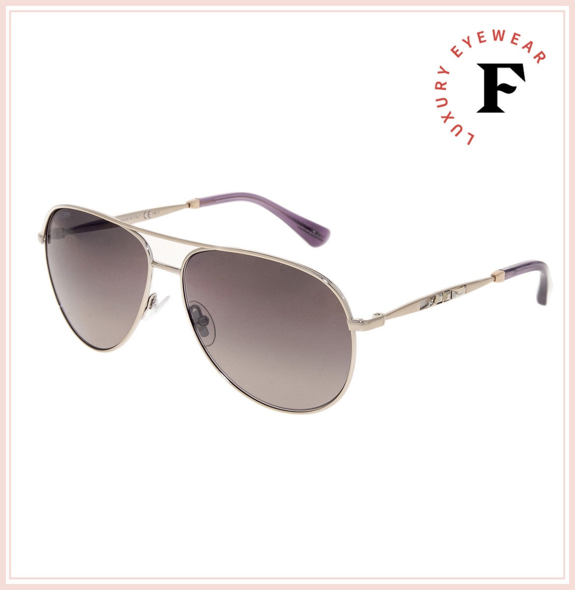 Jimmy Choo Jewly Gold Violet Frame Violet Gradient Lens Aviator Sunglasses Italy JIMMY CHOO JEWLY Gold Aviator Violet Gradient Metal Jewel  main image 4