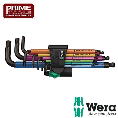 Wera 073593 HexPlus 9-teiliges mehrfarbiges Kugelnde Sechseck Inbusschlüssel-Set 1,5-10 mm