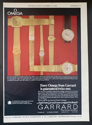 Omega Uhren Garrard Papier Werbung 1968