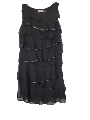 Calvin Klein Women's SZ 6 Formal Black Tiered Ruffle Dress | eBay