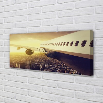 Tulup Leinwandbild 125x50 Wandkunst Flugzeug City West
