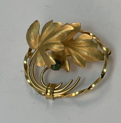 SKL 12 K Yellow Gold Filled Leaf Circle Wreath Brooch Pin