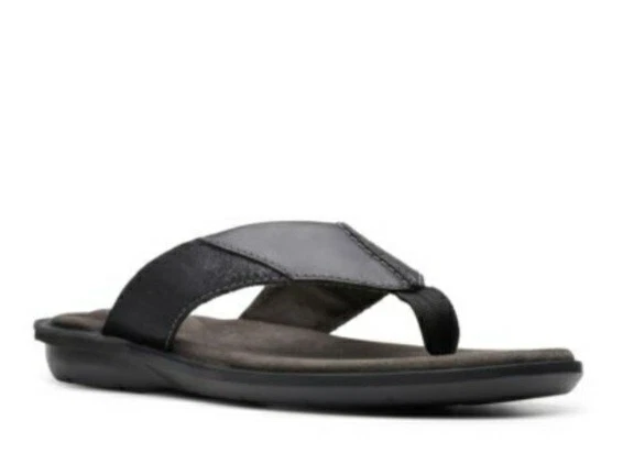 Sandali infradito Clarks uomo * Ellison Easy * in pelle nera UK 8 G