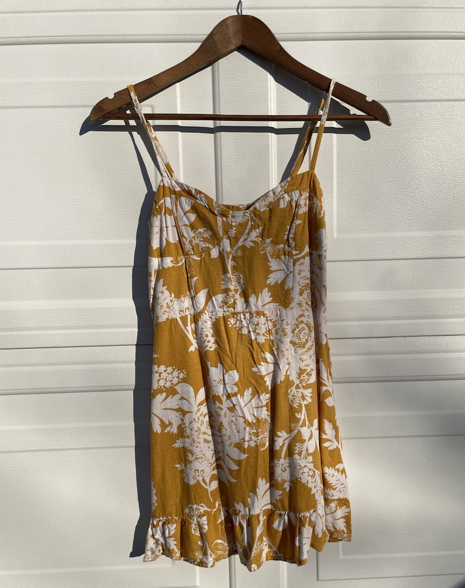 Wild Fable Womens XS Print Fit & Flare Sleeveless Dress Yellow White Floral  | eBay