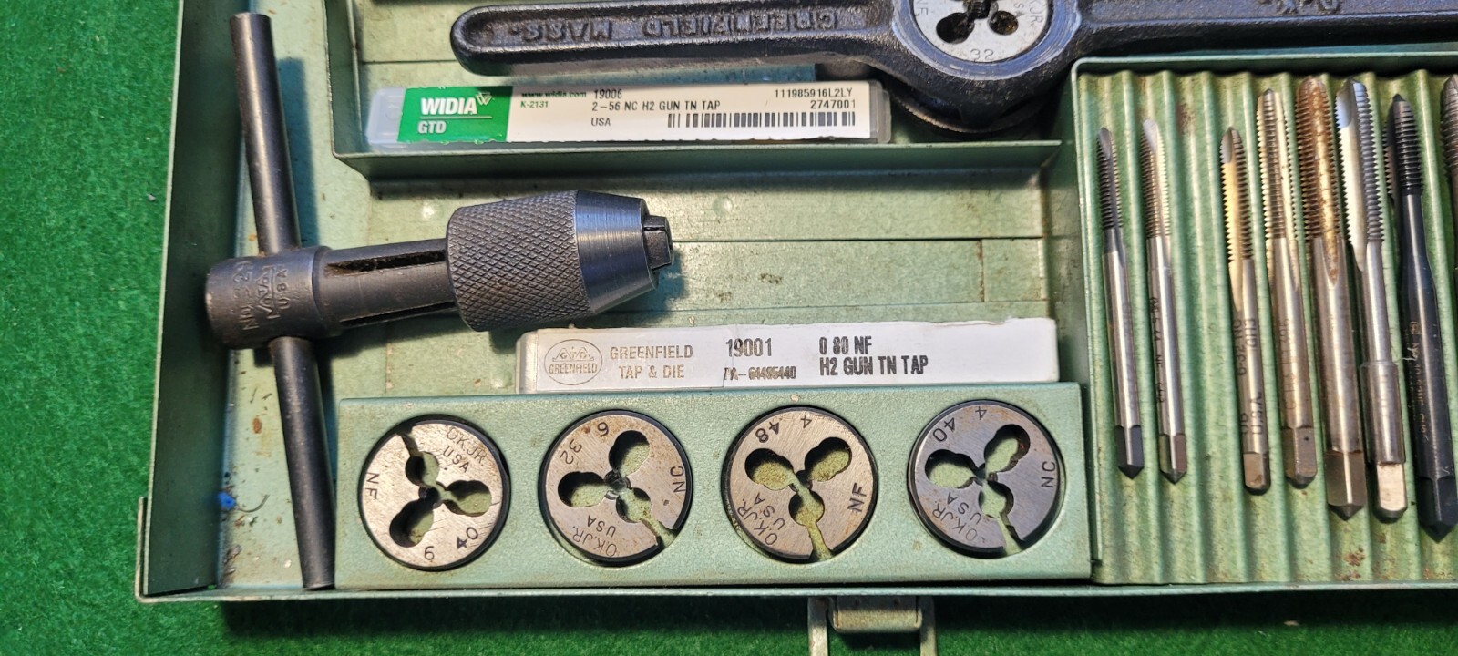 Vintage Greenfield Tap & Die Set in Original Steel Box 4 Thru 12