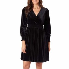 Briggs Long Sleeve V-Neck Velvet Dress, Women's, Black