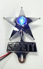 Safety Star License Plate Topper Blue Led Vintage Car Accessory Dual Function