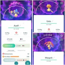 Pokémon - 3 Shiny Lake Trio (Mesprit, Azelf,Uxie) - P T C - Description