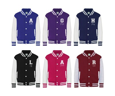 Personalisierte Kinder College Jacke, individueller Name, Mädchen, Jungen, Mantel, Baseball