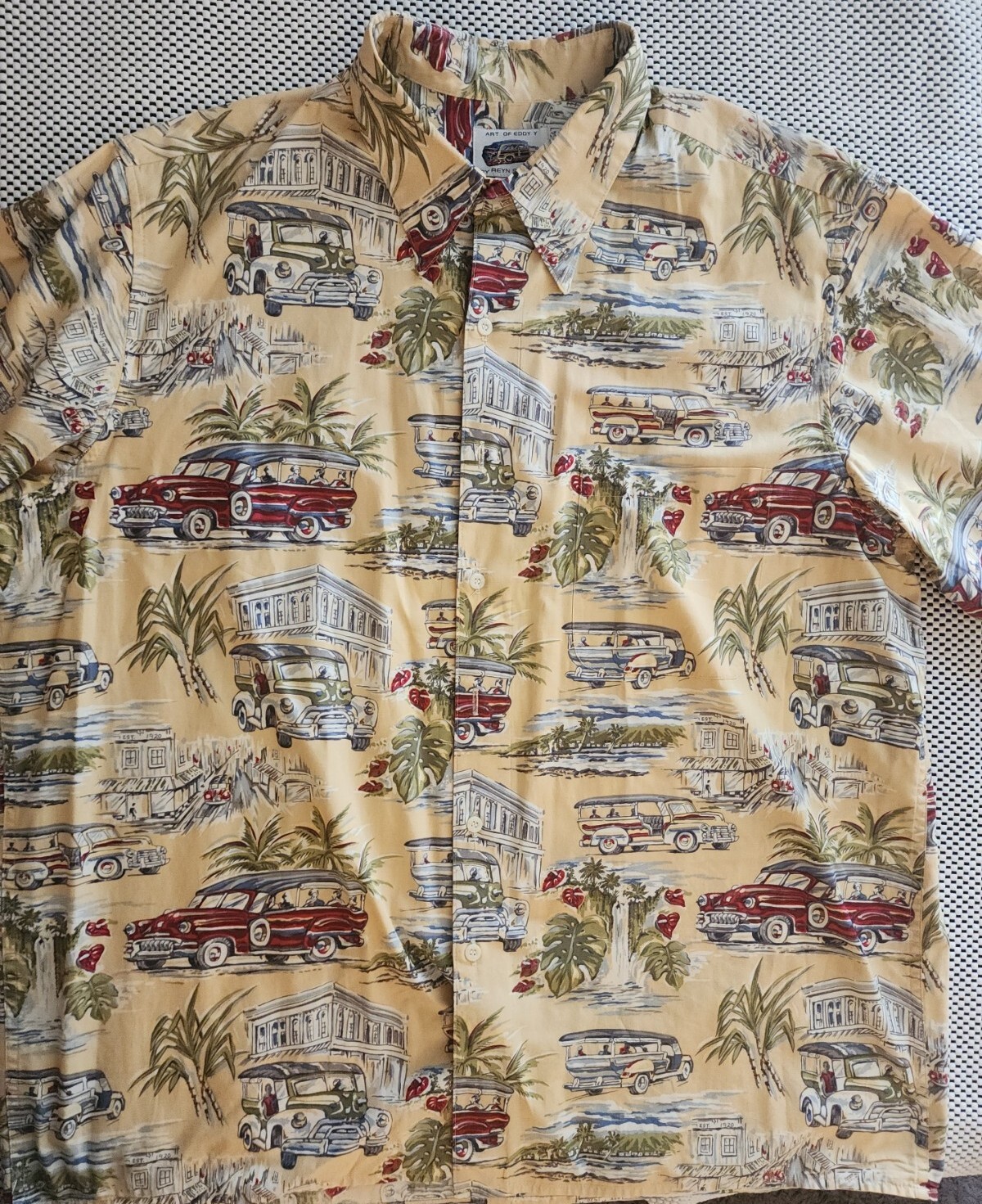 Reyn Spooner Eddy Y Longboard Button Up Shirt Mens XL Short Sleeve Cotton Hawaiian