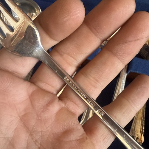 Cubiertos con placa de plata con incrustaciones Holmes & Edwards IS 110 piezas y estuche plateado - Imagen 22 de 24