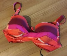 ladies Jasper Conran bikini top orange pink padded  size 32D NWT