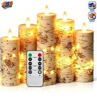 Led Kerzen 5 StüCk Handbemalt Paraffin Flackerflamme Batteriebetrieben Mit