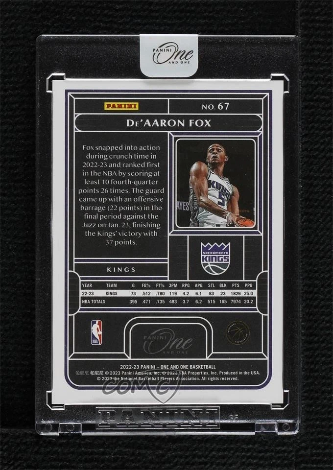 2022-23 Panini One and One FOTL FOTL Pink /6 De'Aaron Fox #67 - Image 2 of 2