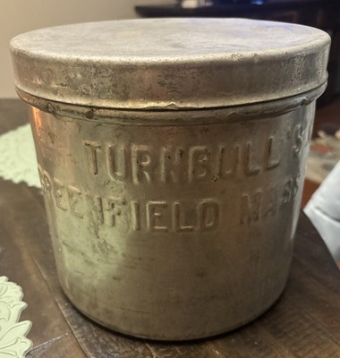 VTG STEEL 10 QUART ICE CREAM/DAIRY CANISTER Turnbulls Greenfield Massachusetts