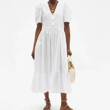 $475 NWT White Rhode Cotton “Nisha” Midi Dress Sz Medium