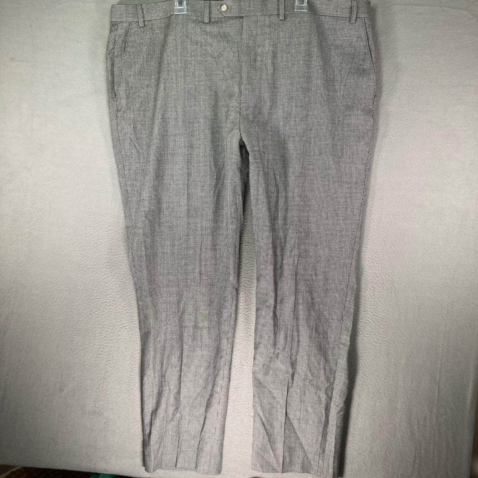 Lauren Ralph Lauren Mens Gray Pleated Wool Dress Pants Size 46x32 Houndstooth