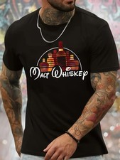 Whiskey Bottle Graphic Printed Men's Round Neck Short Sleeved T-shirt, Summer Fa