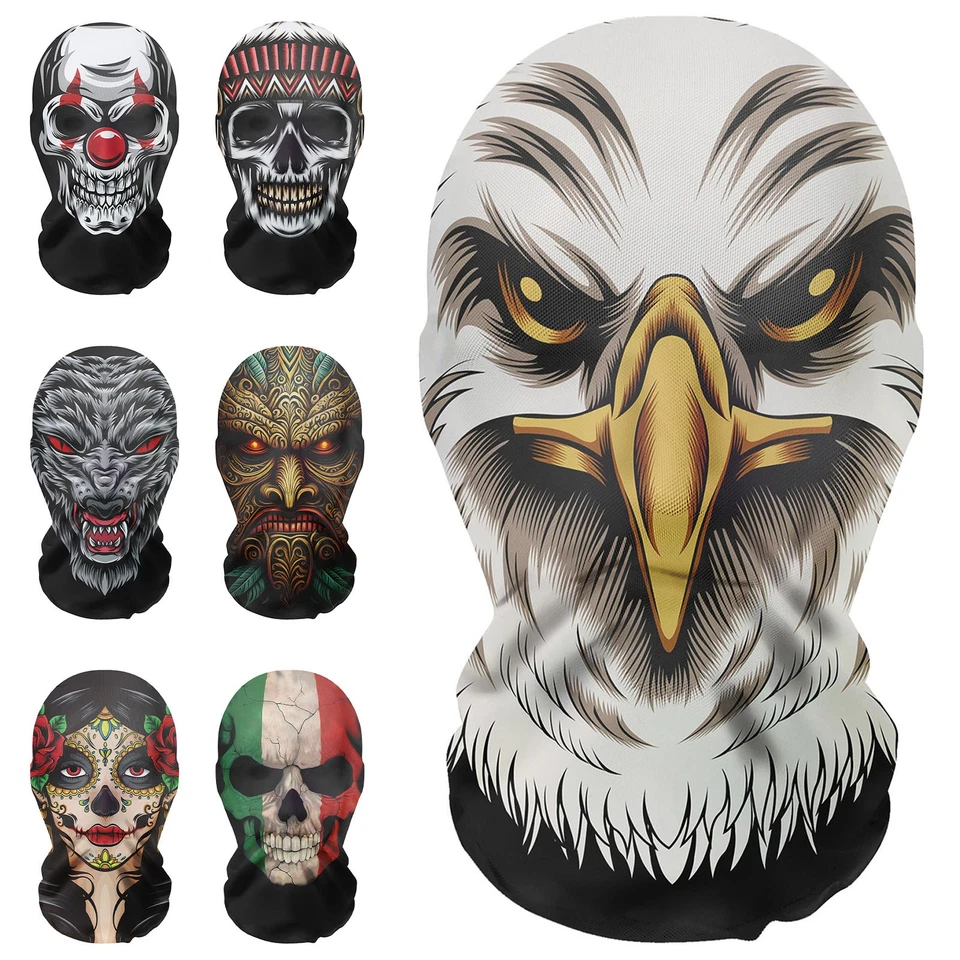 1Pcs Skull Ghost or Animal Print Full Face Masks Mesh Headgear Cosplay Halloween - Image 2 of 4
