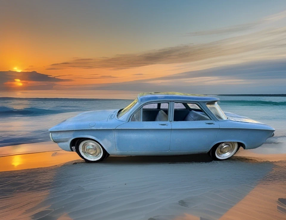 1960 Chevrolet Corvair Dealer Promo Model – 1:32 Scale (Aqua Blue) - Image 2 of 4