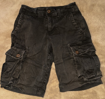 American Eagle Cargo Shorts Mens Sz 26 Brown Y2K Extreme Flex Longer Length