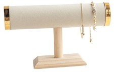 Jewelry Display T-Bar Stand   9 inch Beige Textured Velvet Bracelet Holder