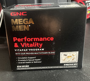 GNC Mega Men Vitapak Performance & Vitality 30 Packs 30-Day Gluten-Free 6/27