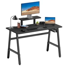 Height Adjustable Computer Desk - 47" Gaming Desk, Small Home Office Desk wit...