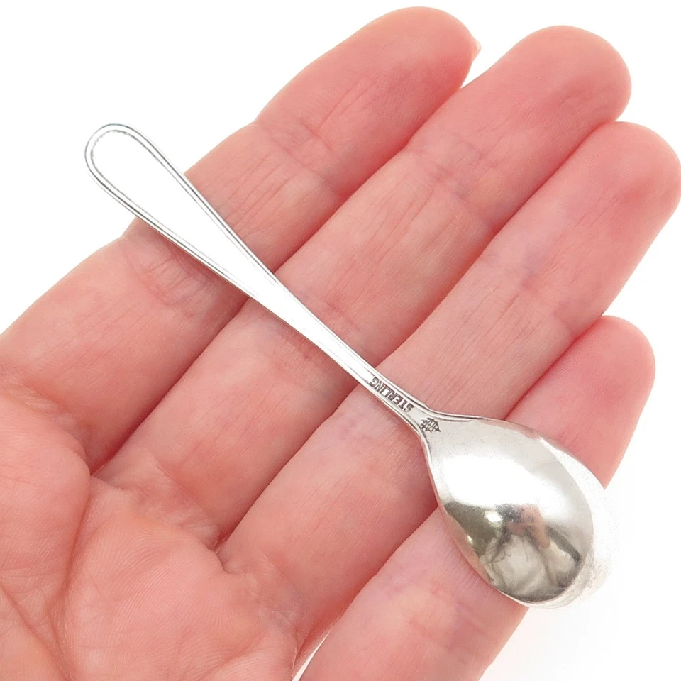 Cuchara individual de sal y especias antigua Art Deco de plata de ley 925 WEBSTER Foto 2 de 4