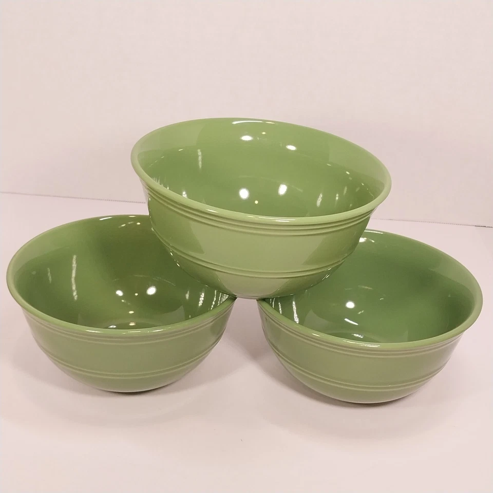 Set of 3 Mainstays GREEN STALK RAINFOREST Embossed Stoneware Soup Cereal Bowls - Image 3 of 4