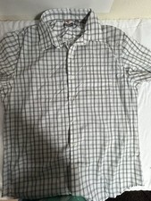 Men's Van Heusen Long Sleeve Gray Plaid Cotton/Polyester Shirt L