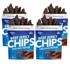 Wicked Cutz Cracked Pepper Beef Jerky Chips, 28g Protein per Bag, Crispy  Cru...