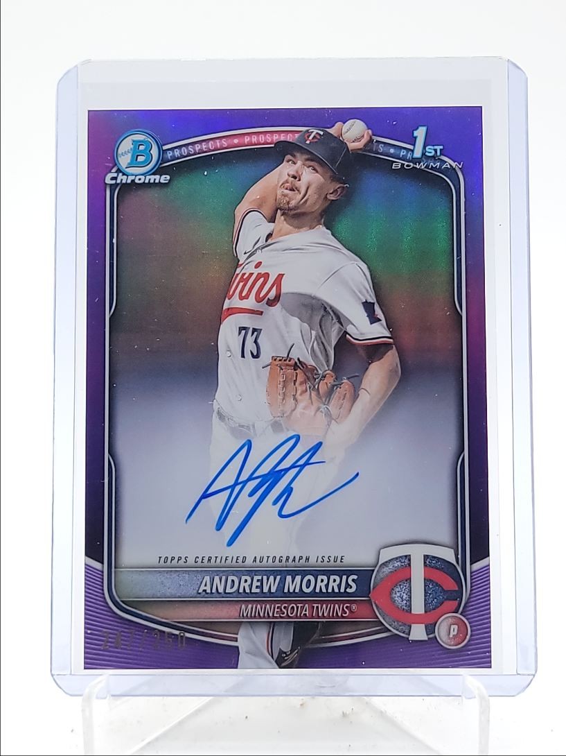 ANDREW MORRIS 2025 BOWMAN CHROME 1ST AUTOGRAPH PURPLE AUTO /250 Q0566