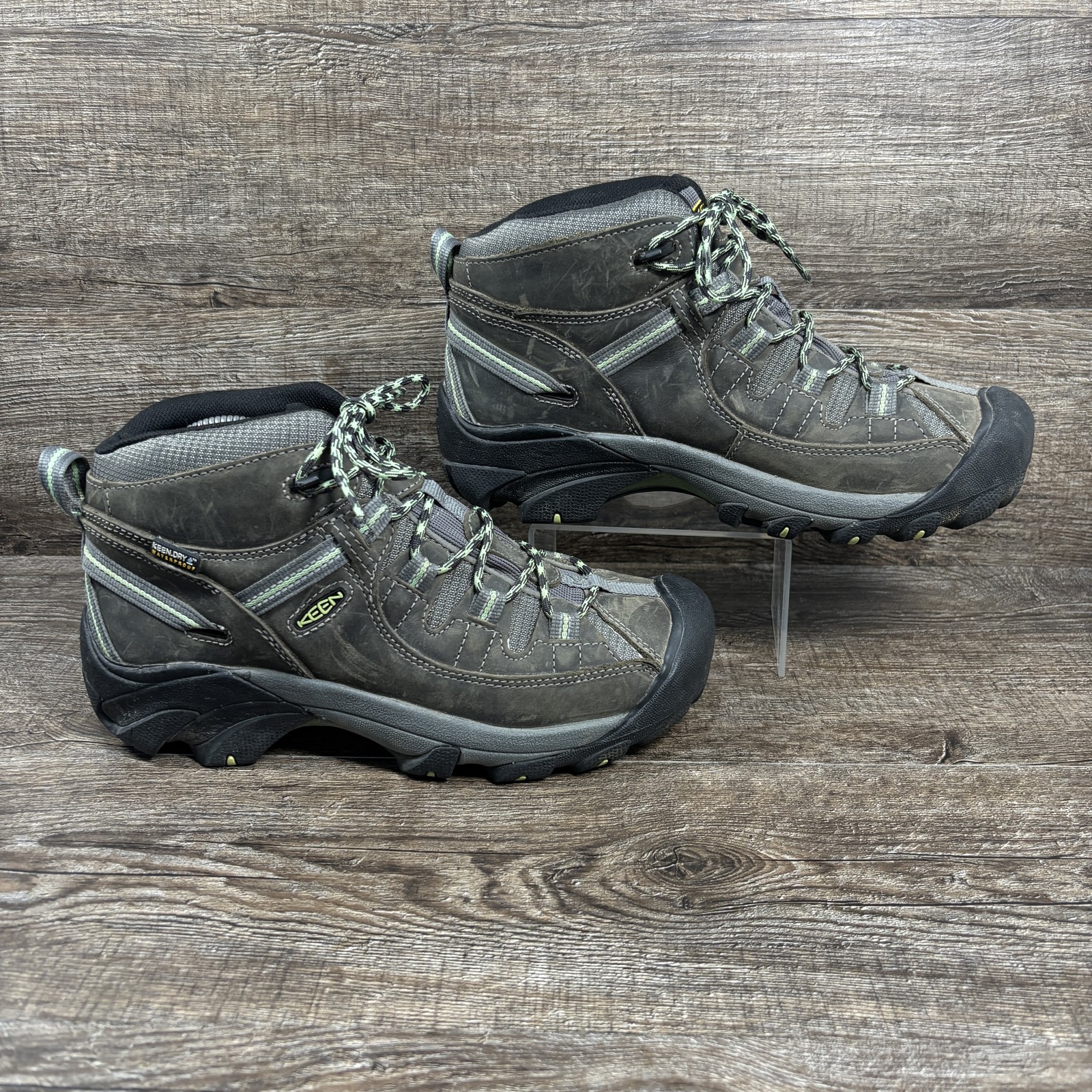 Stivali KEEN Targhee II Mid Donna 9 5 Grigio Impermeabili Escursionismo Trail Pelle