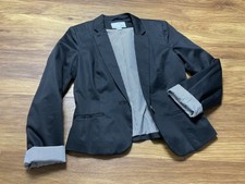 H&M Black Fitted Blazer UK 8 Tailored Smart Jacket Office Chic Capsule Wardrobe